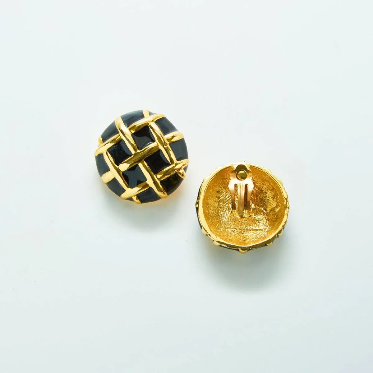 Vintage Gold and Black Criss Cross Earrings sold by Admiral Row product image thumbnail 3