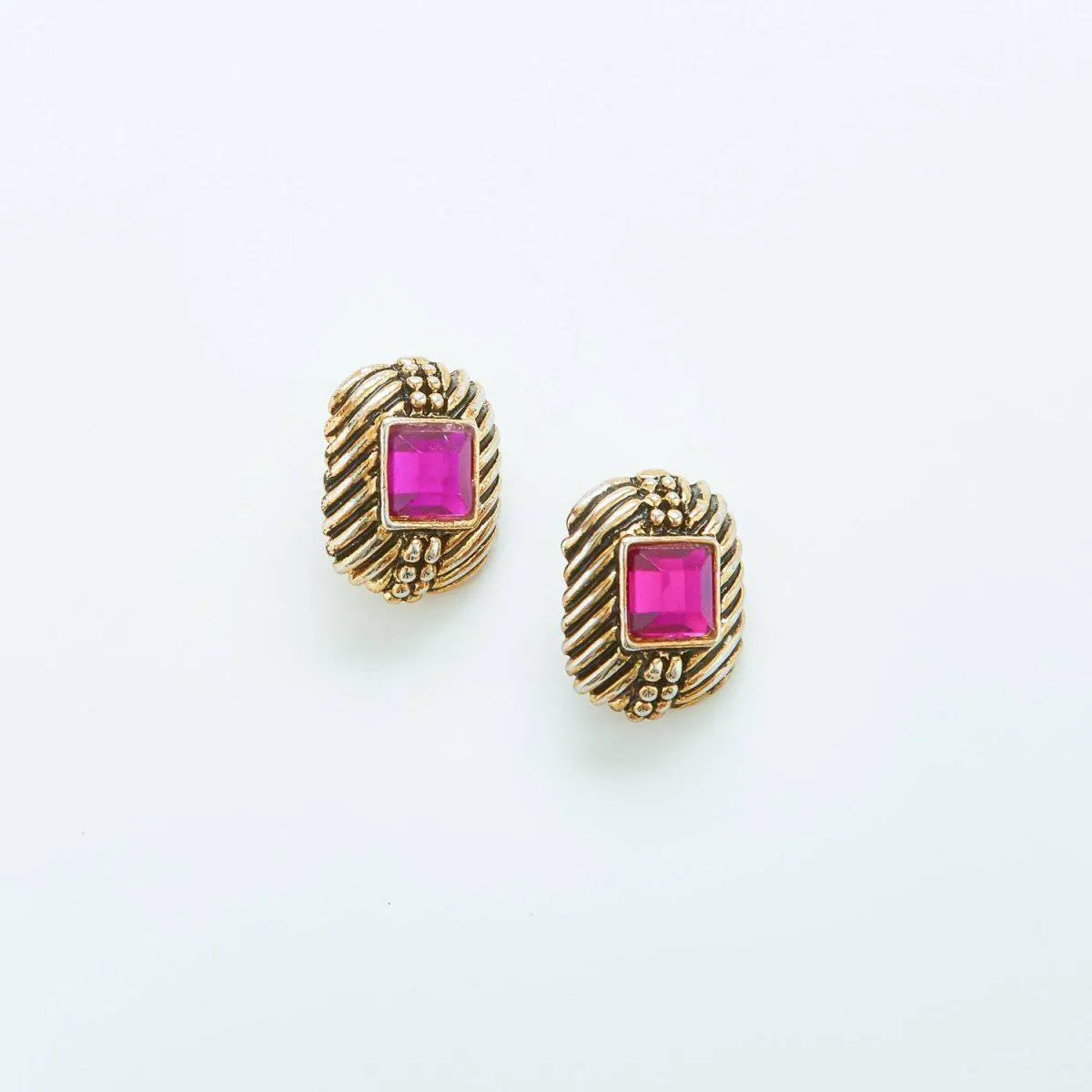 Vintage Purple Rhinestone Deco Earrings sold by Admiral Row