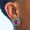 Vintage Purple Rhinestone Deco Earrings sold by Admiral Row
