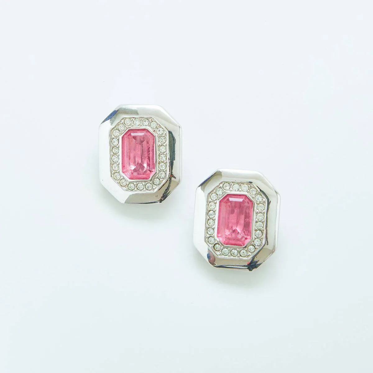 Vintage Swarovski Silver and Pink Earrings sold by Admiral Row