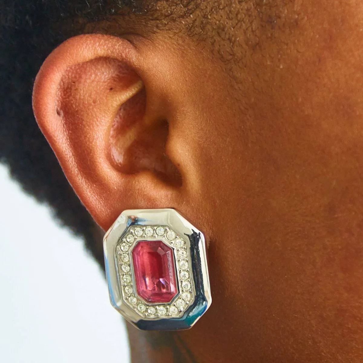 Vintage Swarovski Silver and Pink Earrings sold by Admiral Row product image thumbnail 2