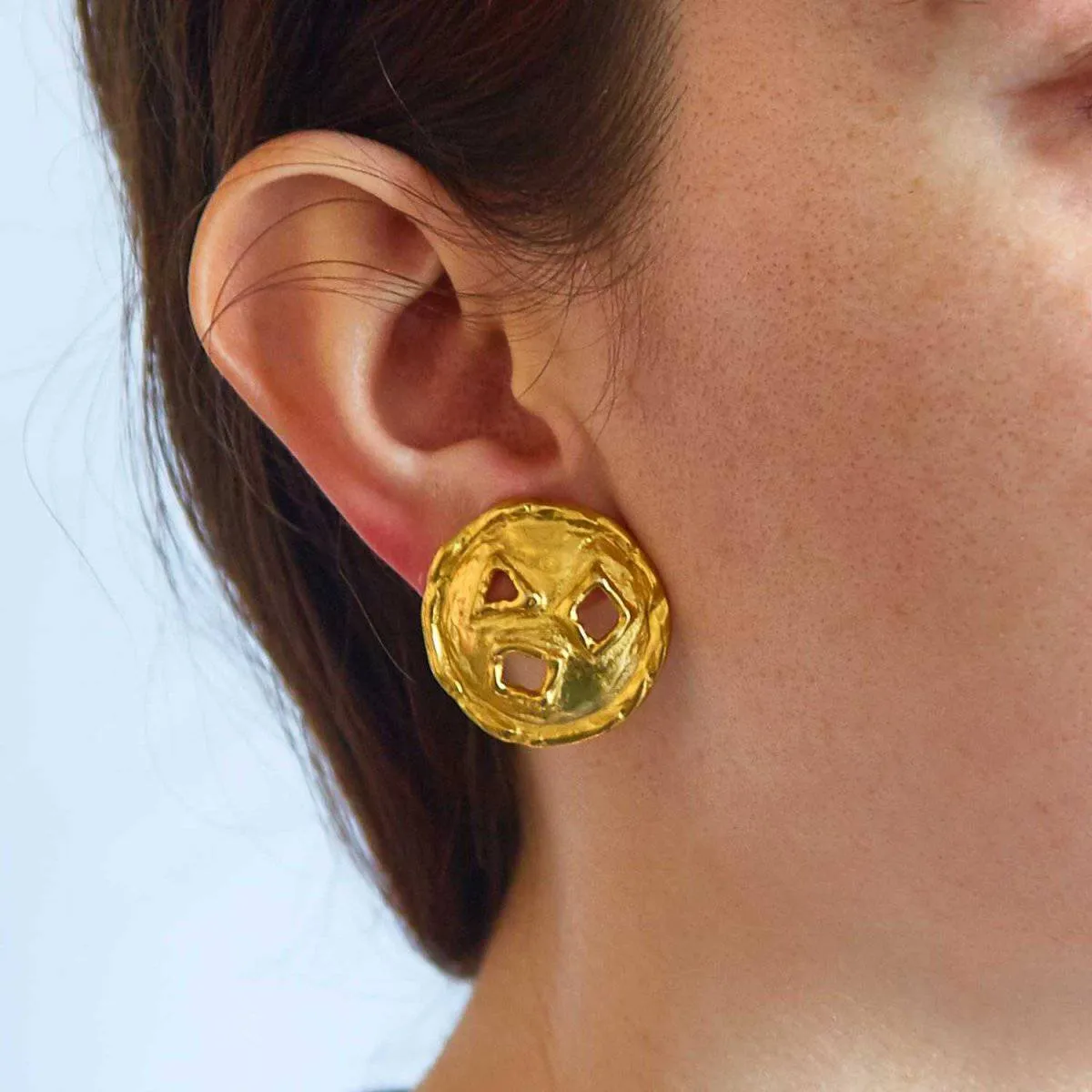 Vintage Gold Geometric Cutout Earrings sold by Admiral Row product image thumbnail 2