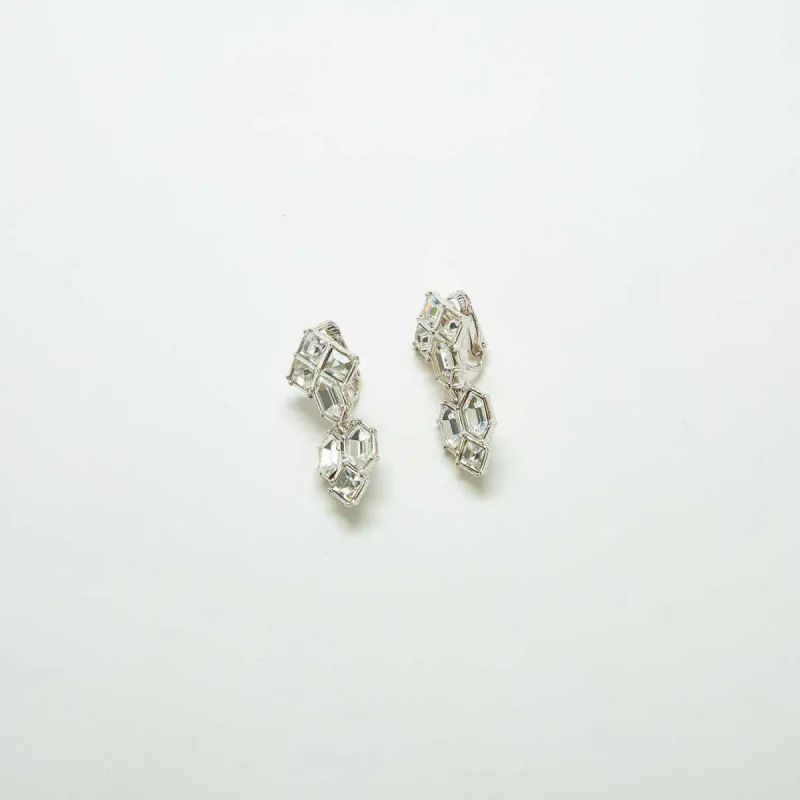 Vintage Swarovski Geometric Pavé Drop Earrings sold by Admiral Row