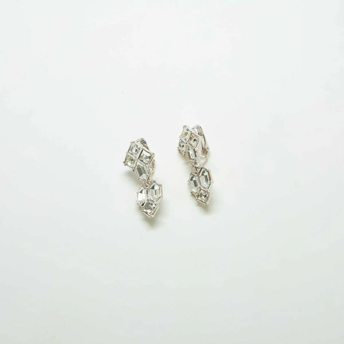 Vintage Swarovski Geometric Pavé Drop Earrings sold by Admiral Row