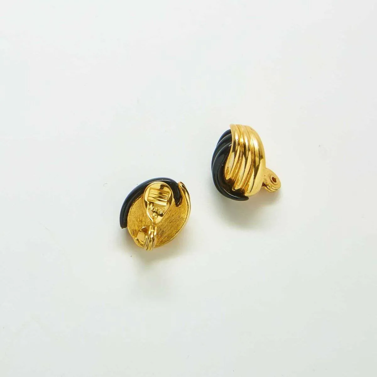 Vintage Monet Black and Gold Swirl Earrings sold by Admiral Row product image thumbnail 3