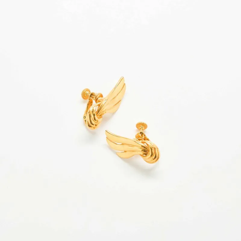 Vintage Napier Knotted Gold Wing Earrings sold by Admiral Row