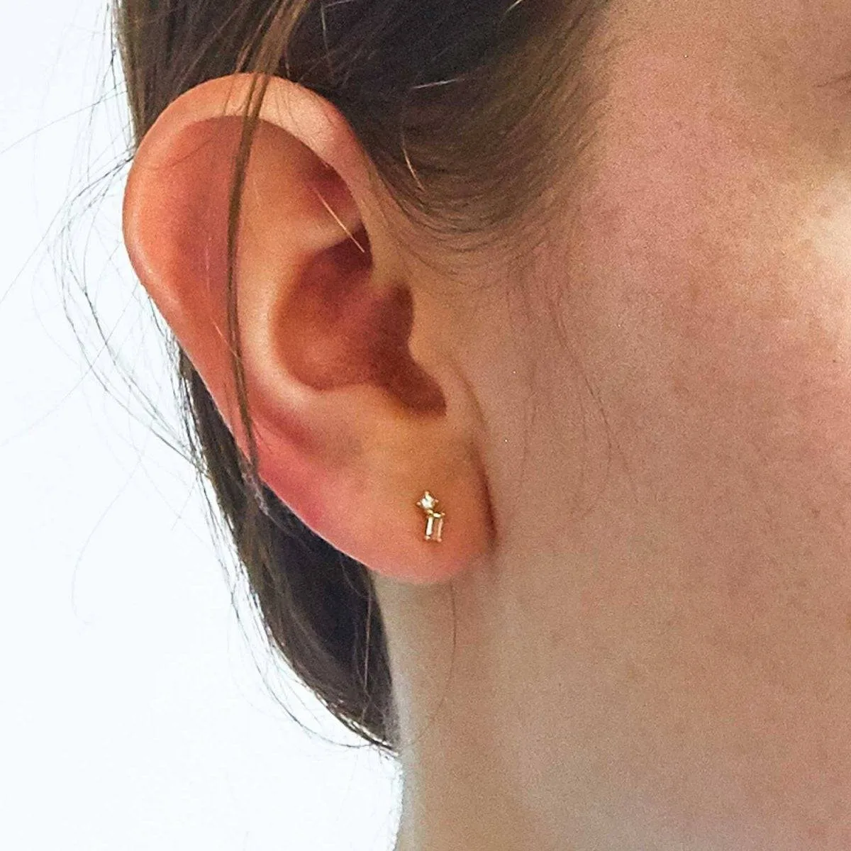 White Geo Baguette Gold Studs sold by Admiral Row product image thumbnail 3