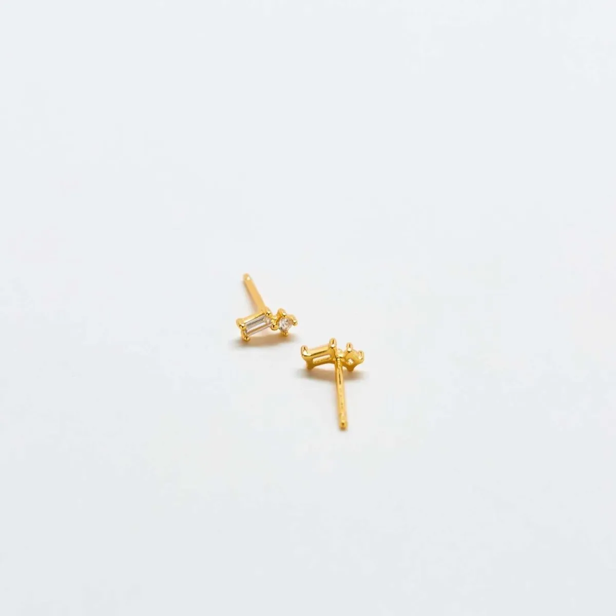 White Geo Baguette Gold Studs sold by Admiral Row product image thumbnail 4