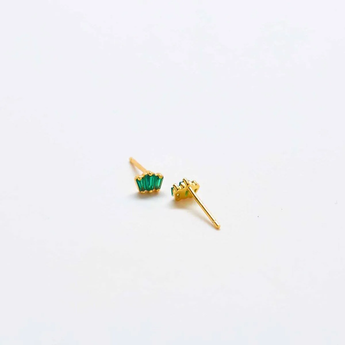 Green Trio Baguette Gold Studs sold by Admiral Row product image thumbnail 3