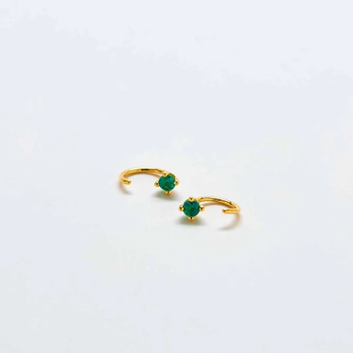 Green CZ Open Hoop Earrings sold by Admiral Row