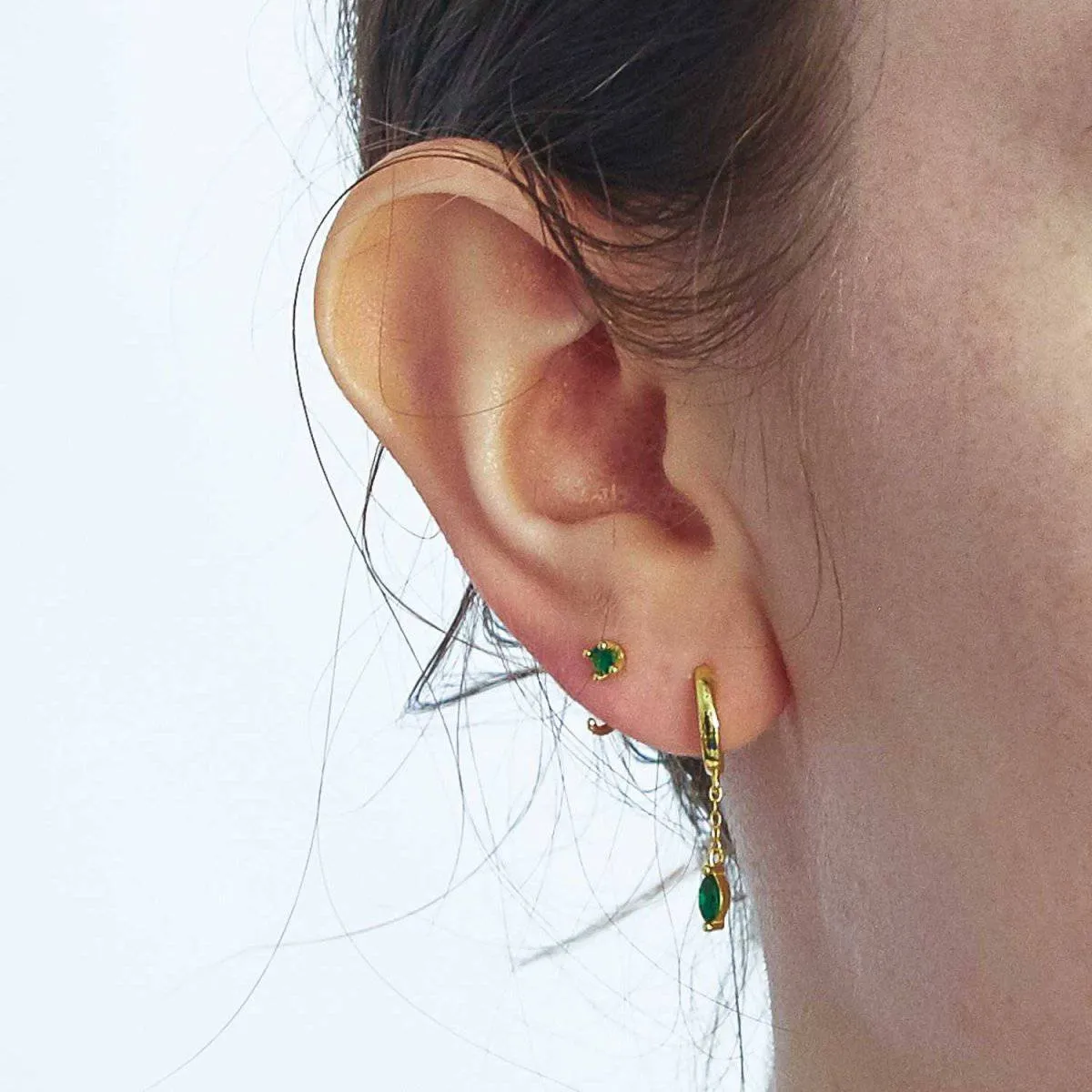Green CZ Open Hoop Earrings sold by Admiral Row product image thumbnail 2