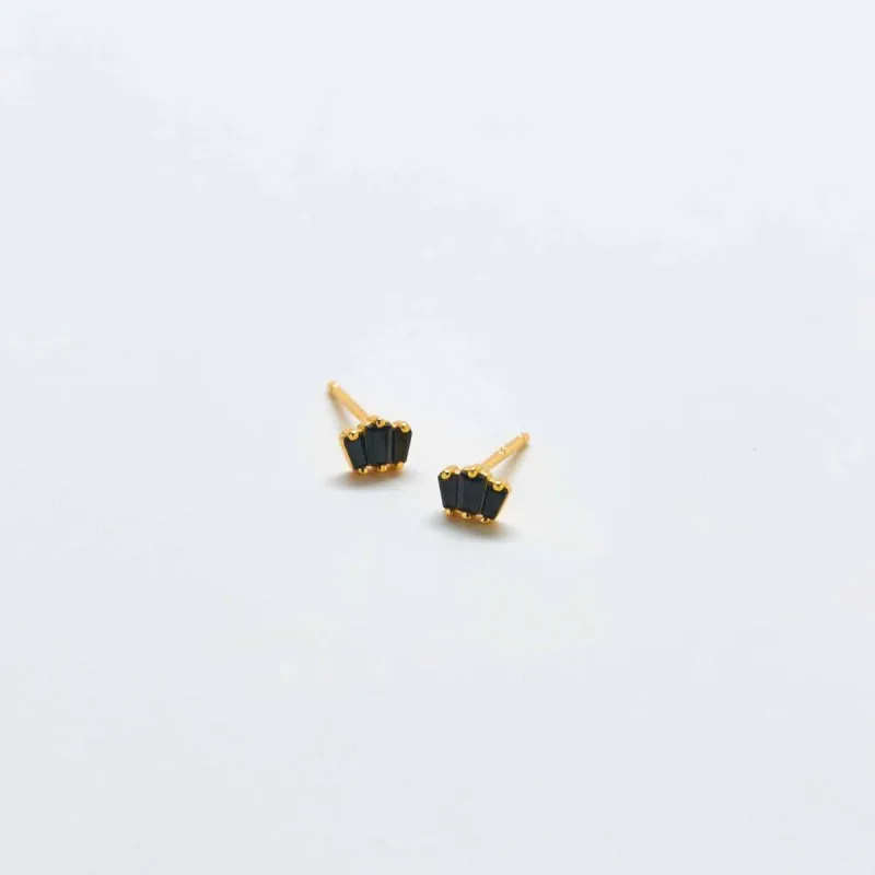 Black Trio Baguette Gold Studs sold by Admiral Row