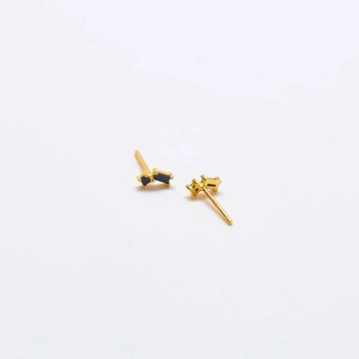 Black Geo Baguette Gold Studs sold by Admiral Row product image thumbnail 2