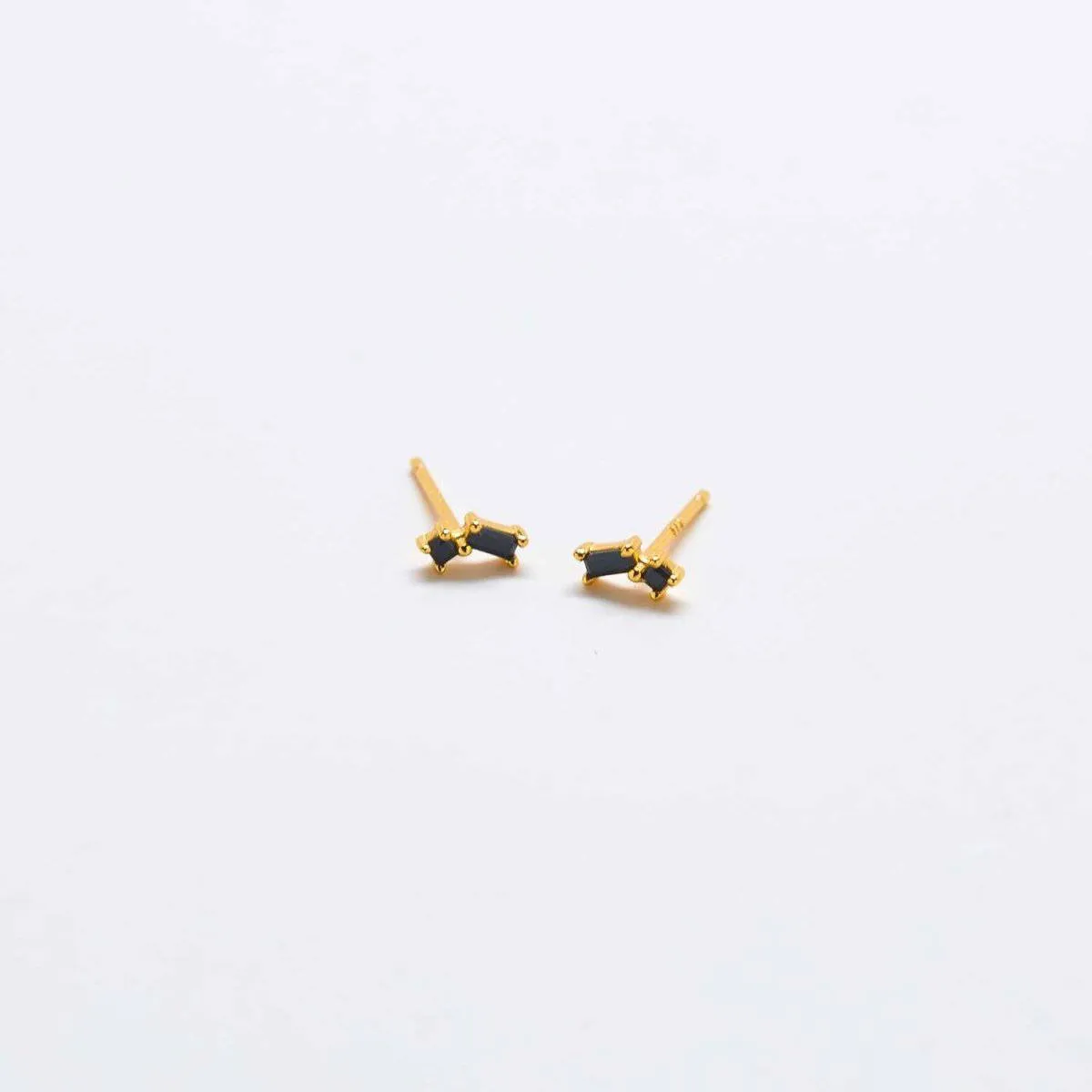 Black Geo Baguette Gold Studs sold by Admiral Row