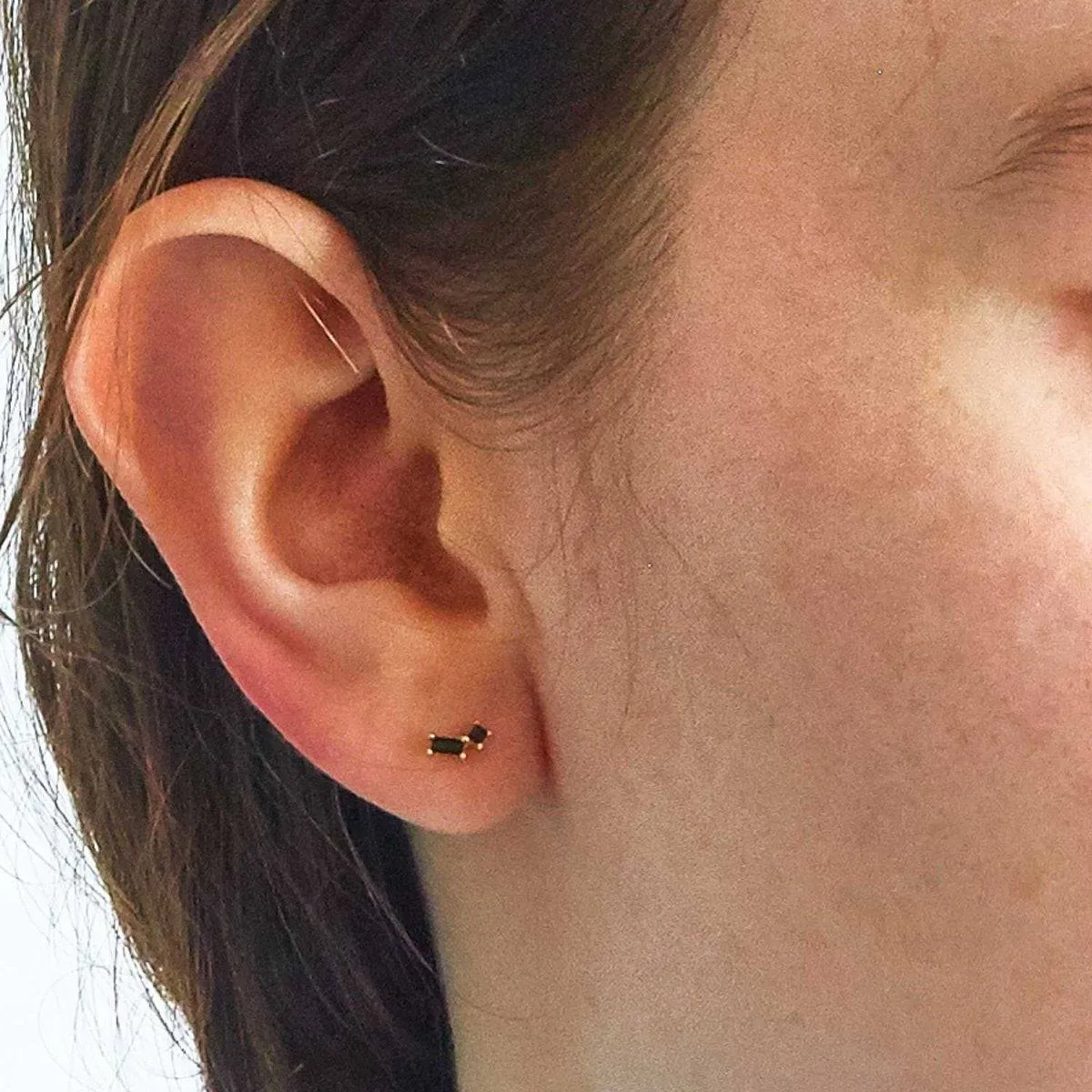 Black Geo Baguette Gold Studs sold by Admiral Row product image thumbnail 3