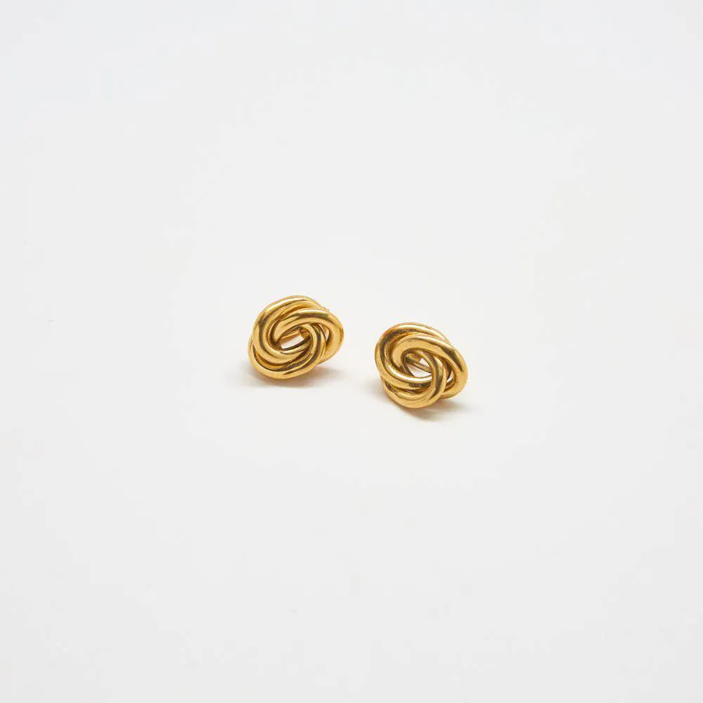 Vintage Trifari Tiny Gold Knot Earrings sold by Admiral Row
