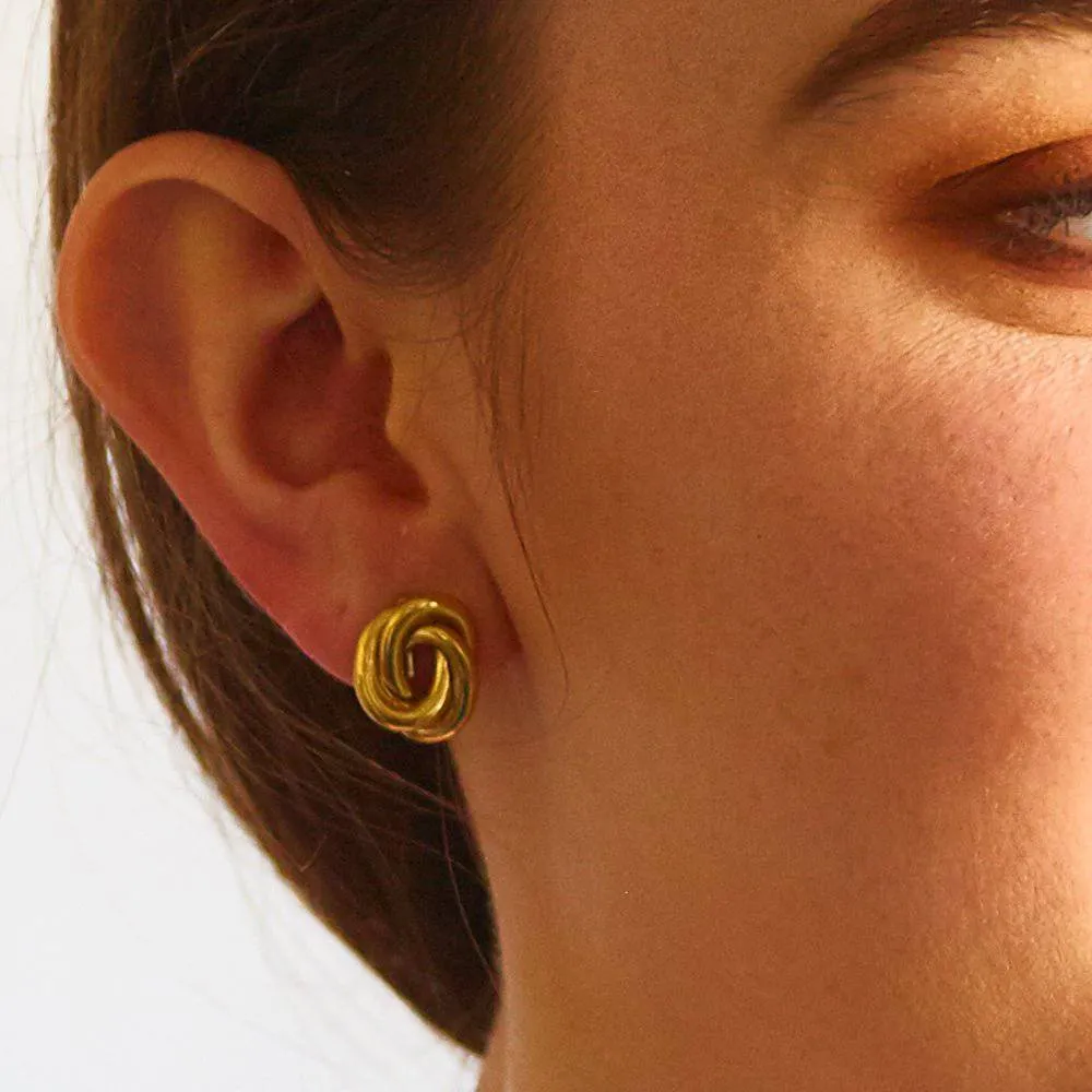 Vintage Trifari Tiny Gold Knot Earrings sold by Admiral Row product image thumbnail 2