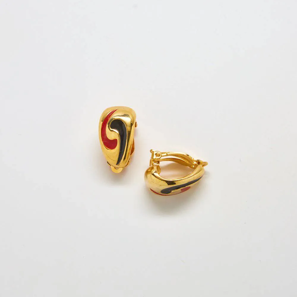 Vintage Gold, Black, and Red Earrings sold by Admiral Row