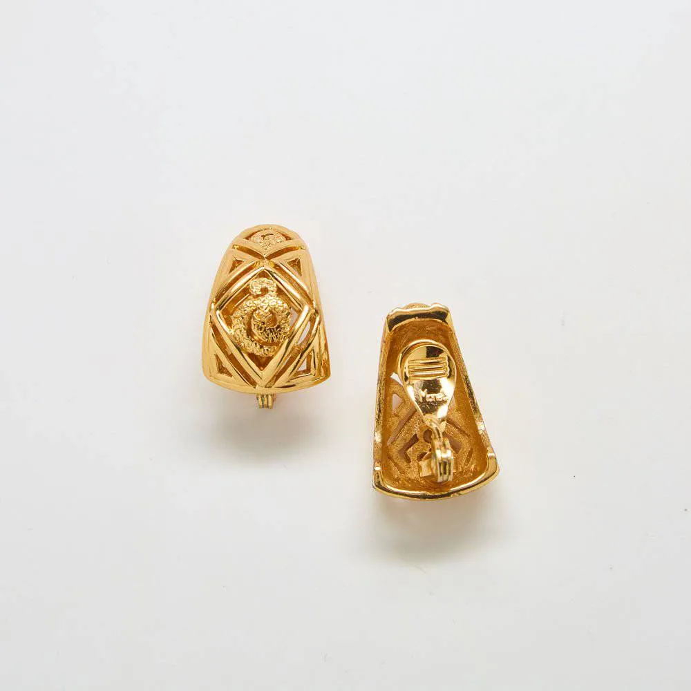 Vintage Monet Deco Cutout Earrings sold by Admiral Row product image thumbnail 3