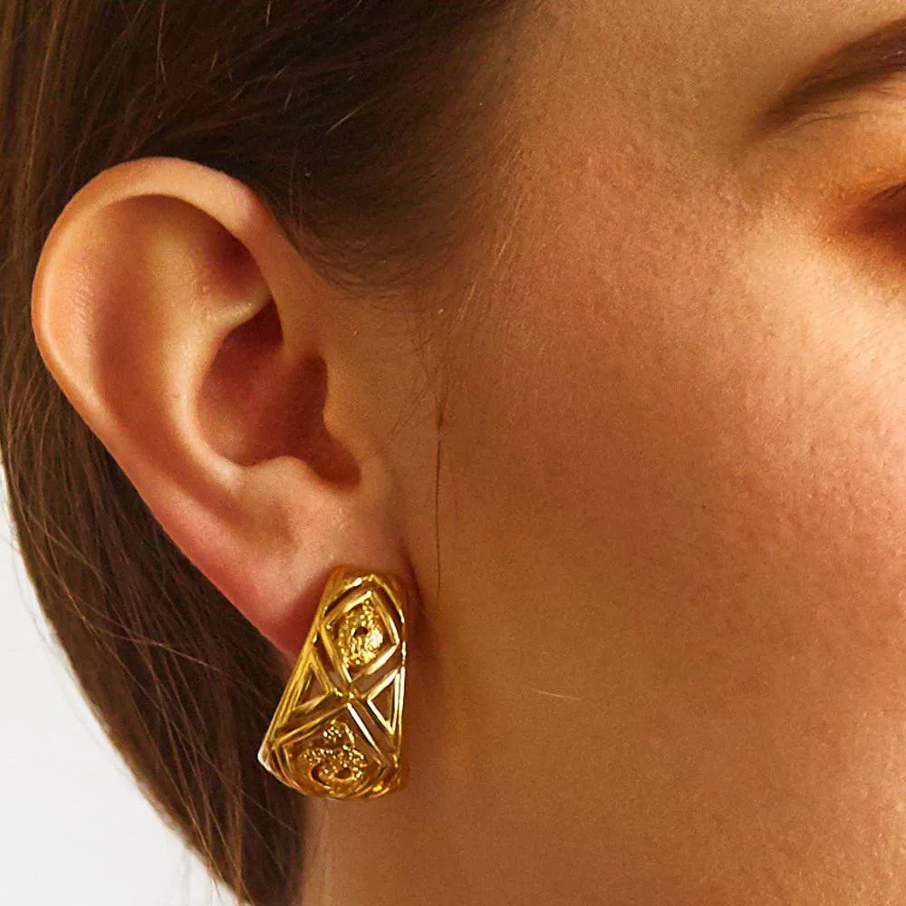 Vintage Monet Deco Cutout Earrings sold by Admiral Row product image thumbnail 2