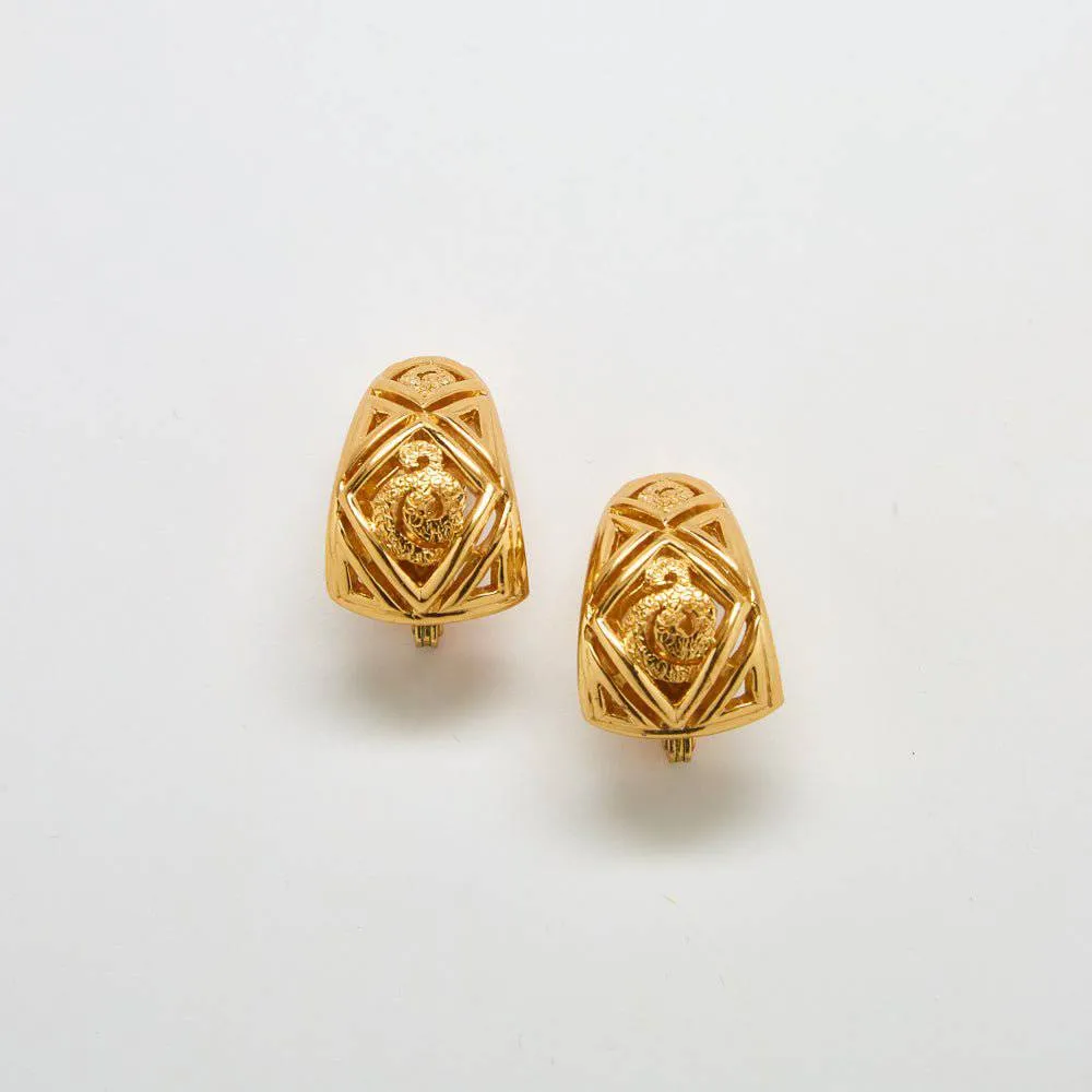 Vintage Monet Deco Cutout Earrings sold by Admiral Row