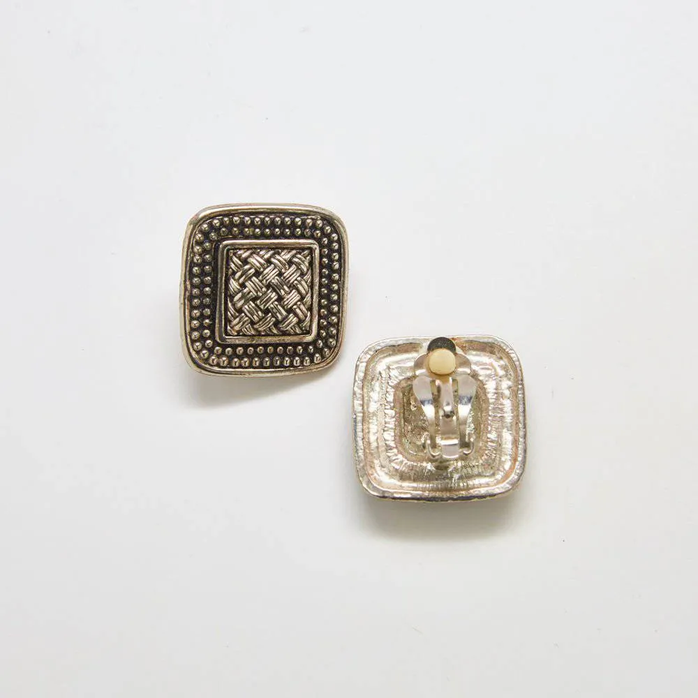 Vintage Silver Patterned Square Earrings sold by Admiral Row product image thumbnail 3