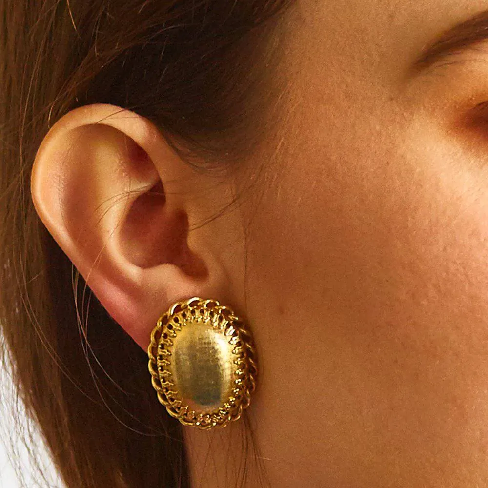 Vintage Gold Chain Cameo Earrings sold by Admiral Row product image thumbnail 2