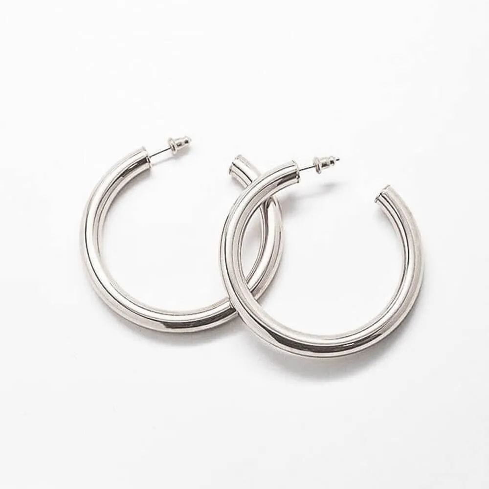 Medium Silver Hoop Earrings sold by Admiral Row