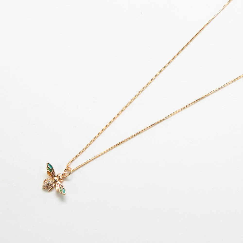 Pave Multicolor Bee Necklace sold by Admiral Row