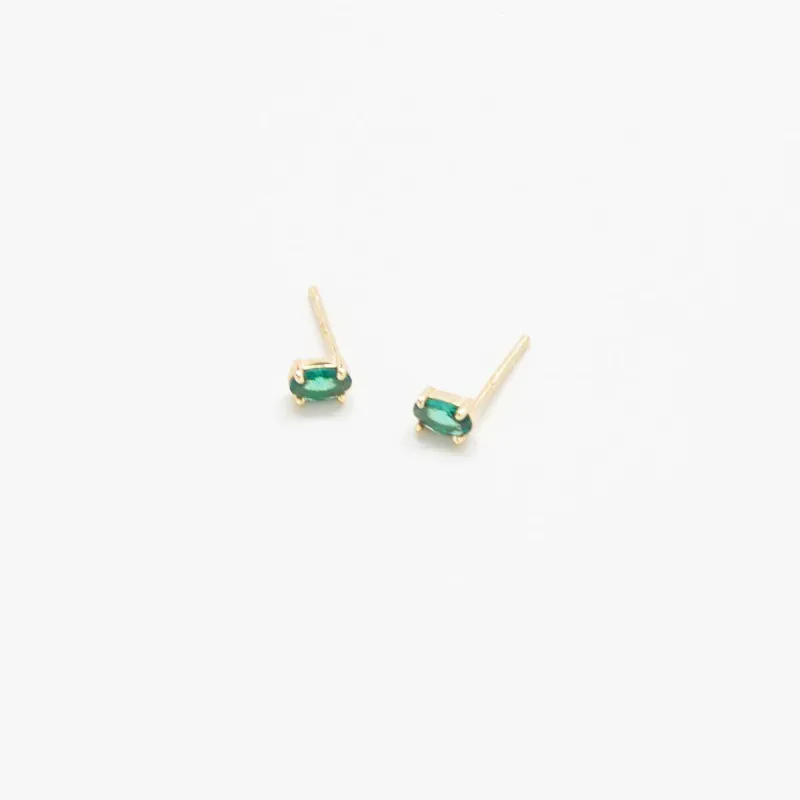 Green CZ Oval Stud Earrings sold by Admiral Row