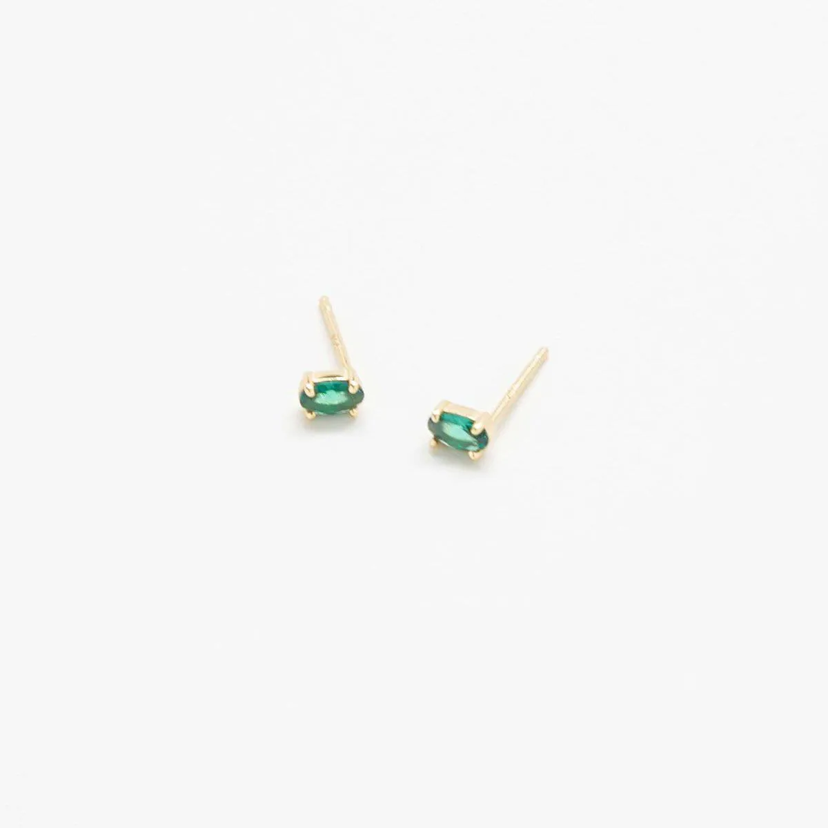 Green CZ Oval Stud Earrings sold by Admiral Row