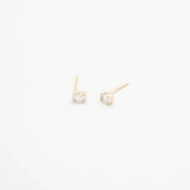 White CZ Oval Stud Earrings sold by Admiral Row