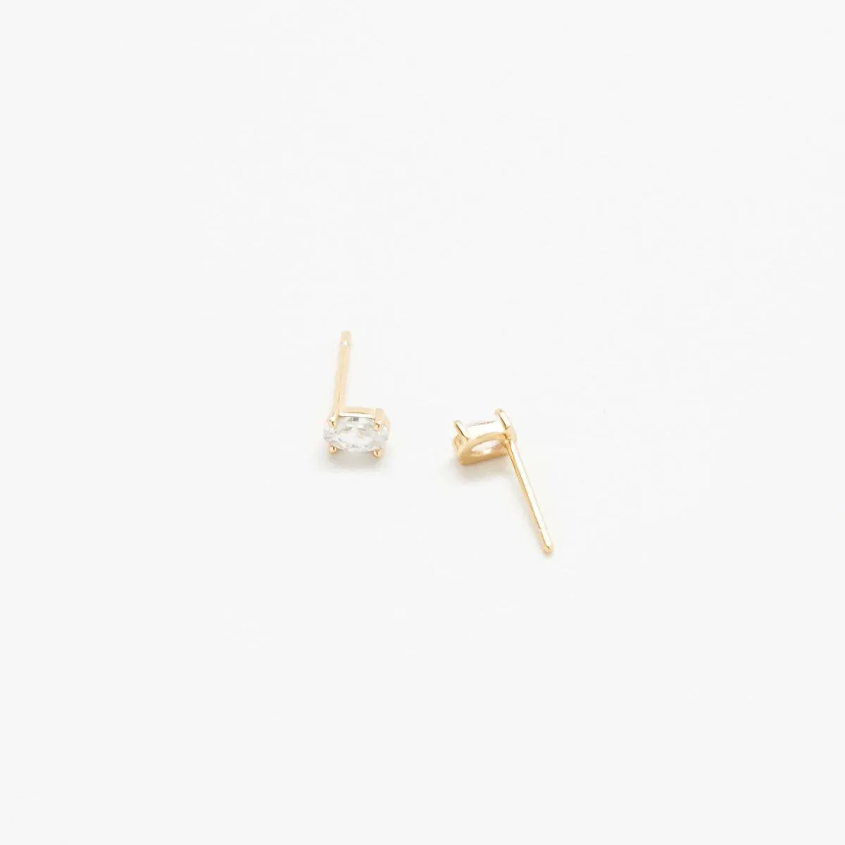 White CZ Oval Stud Earrings sold by Admiral Row product image thumbnail 3