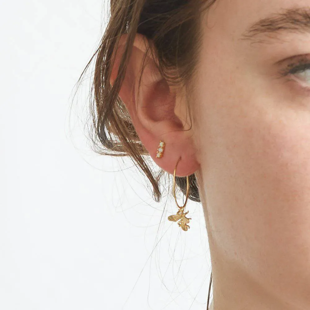 Gold Bee Hoop Drop Earrings sold by Admiral Row product image thumbnail 2