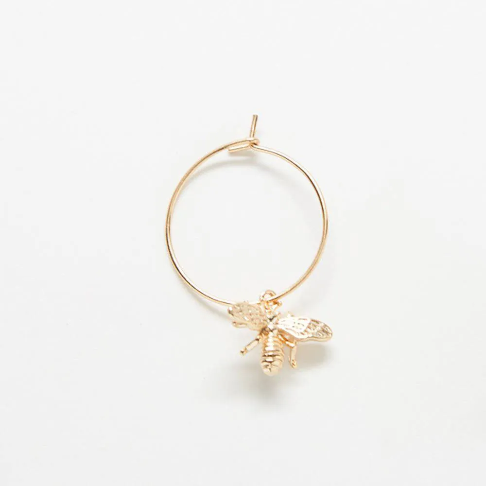 Gold Bee Hoop Drop Earrings sold by Admiral Row product image thumbnail 3