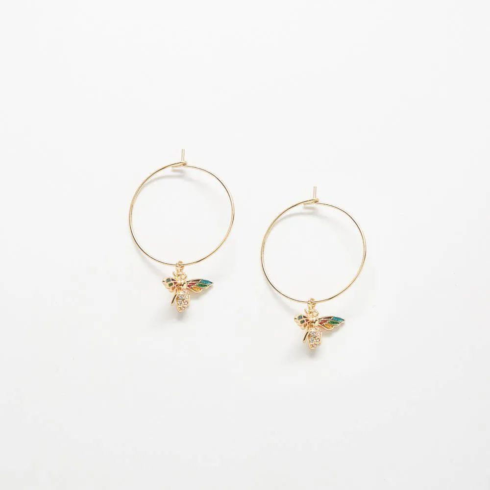 Pave Bee Hoop Drop Earrings sold by Admiral Row