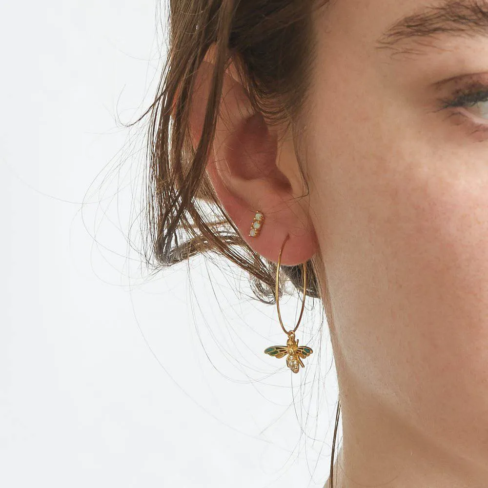Pave Bee Hoop Drop Earrings sold by Admiral Row product image thumbnail 2