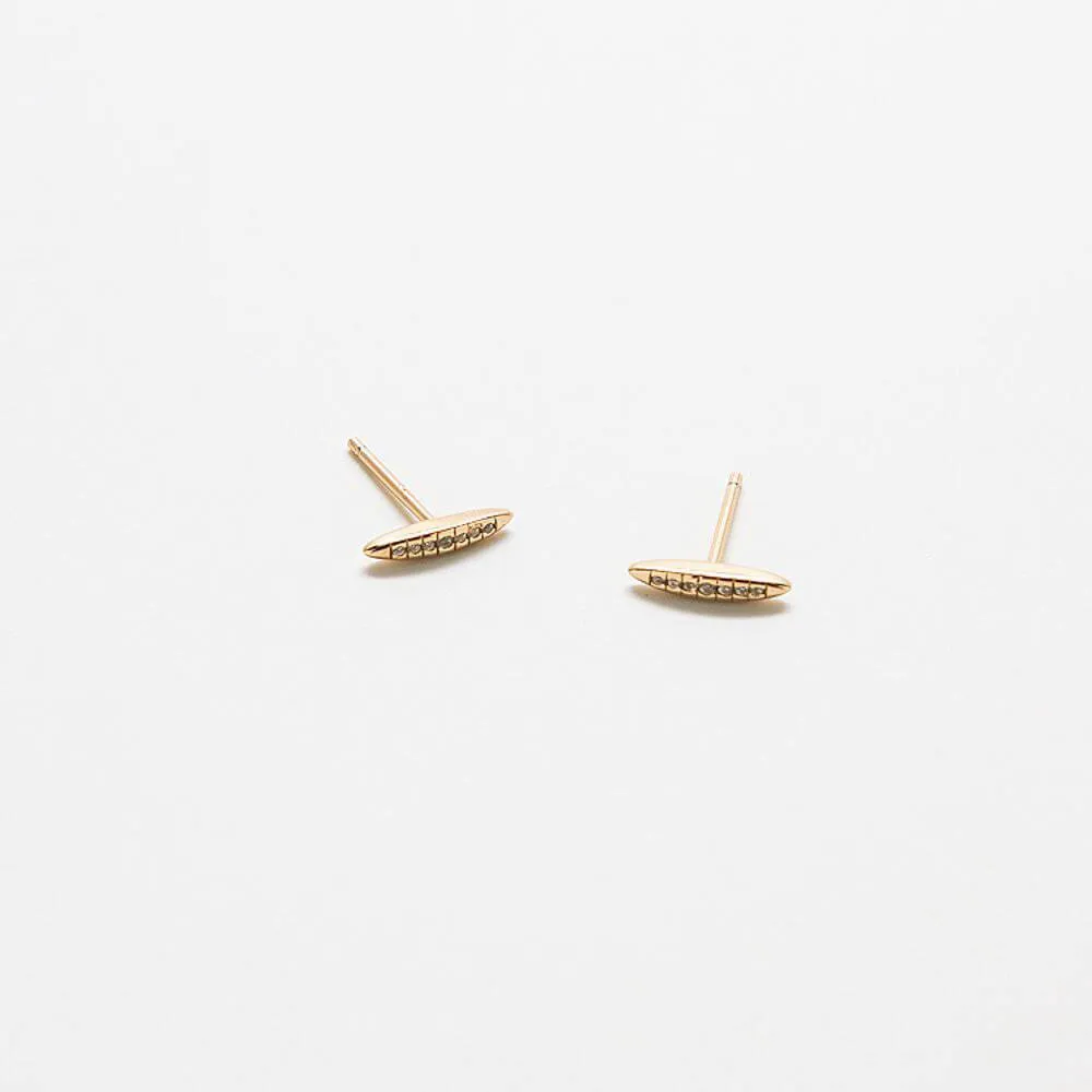 Gold Pavé Bar Stud Earrings sold by Admiral Row