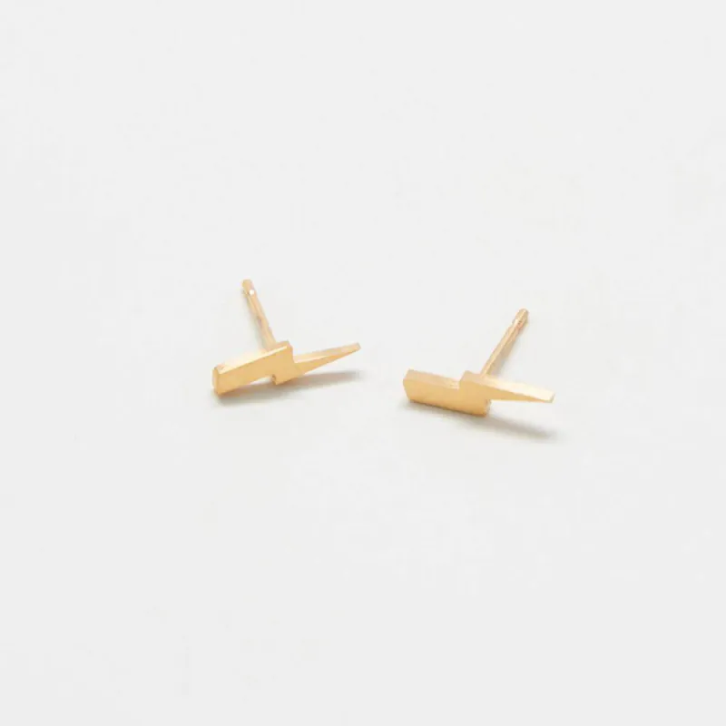 Gold Lightning Bolt Stud Earrings made by Admiral Row