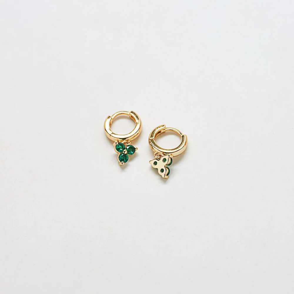 Green Pave Geometric Huggie Earrings sold by Admiral Row product image thumbnail 3