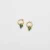 Green Pave Geometric Huggie Earrings sold by Admiral Row