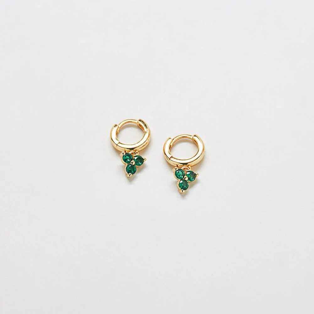 Green Pave Geometric Huggie Earrings sold by Admiral Row