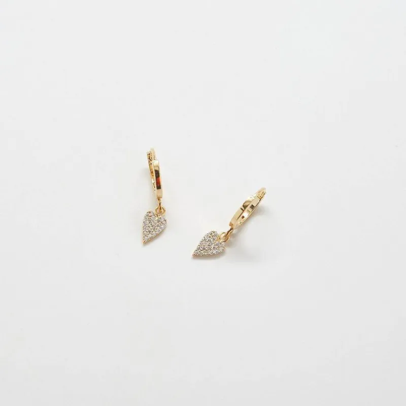 Pavé Heart Huggie Earrings sold by Admiral Row