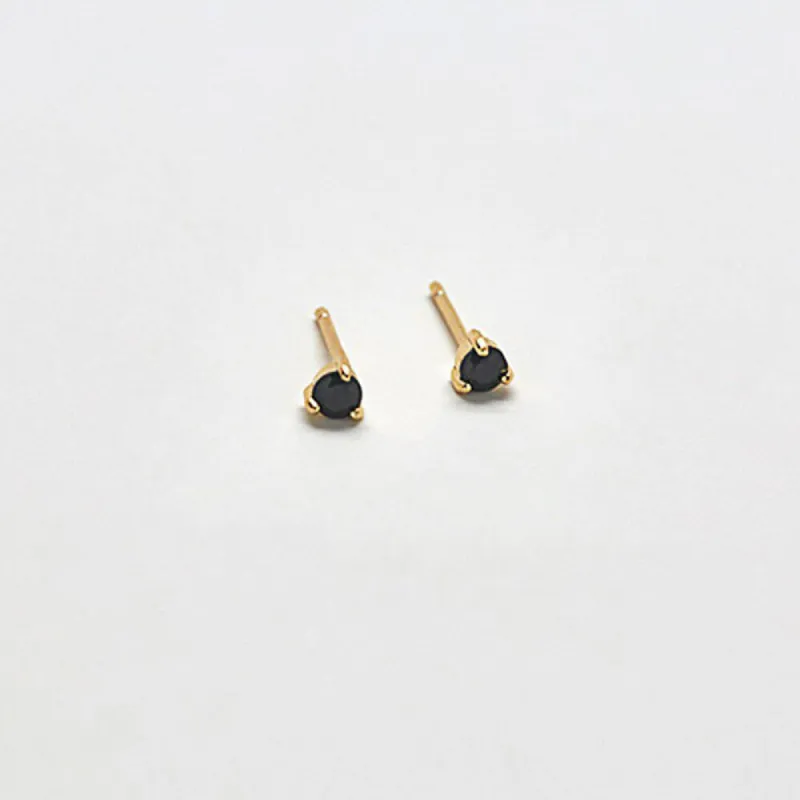 Black CZ Round Stud Earrings sold by Admiral Row