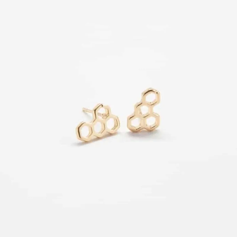 Gold Honeycomb Stud Earrings - Best Seller sold by Admiral Row
