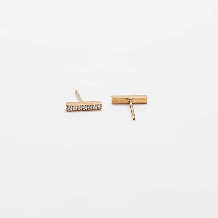 Pave Gold Bar Stud Earrings sold by Admiral Row product image thumbnail 2