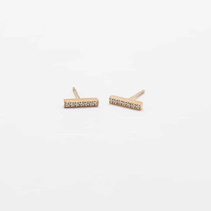 Pave Gold Bar Stud Earrings sold by Admiral Row
