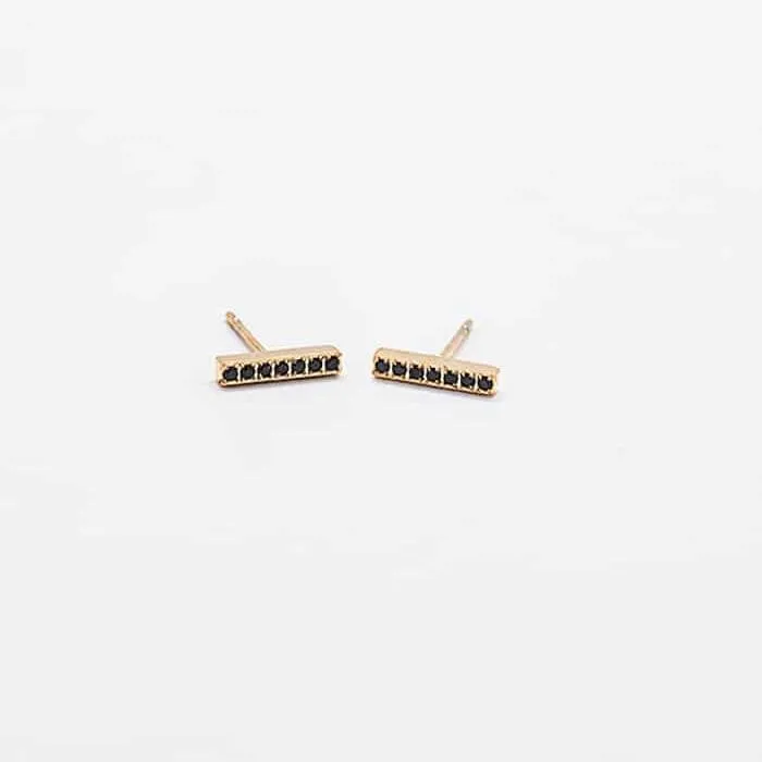 Black Pave Gold Bar Stud Earrings sold by Admiral Row