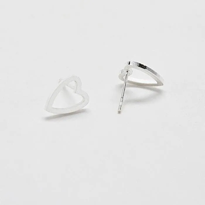 Silver Heart Outline Stud Earrings sold by Admiral Row product image thumbnail 3