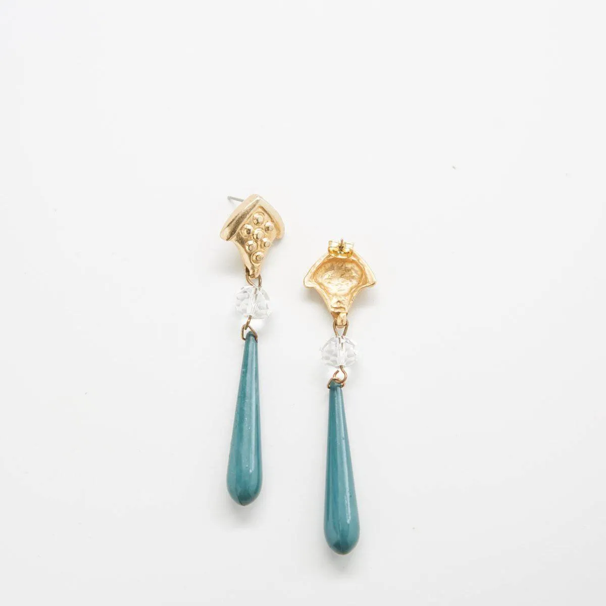 Vintage Green and Gold Dangle Earrings sold by Admiral Row product image thumbnail 3